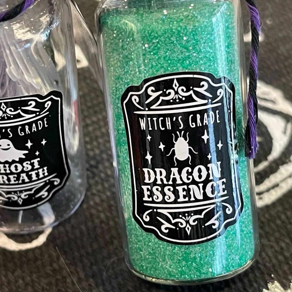 7x Target Mini Halloween Glass Potion Bottles - full set